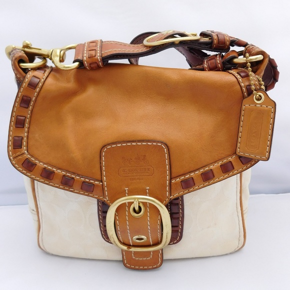 Coach Handbags - COACH BLEEKER CREAM SIGNATURE LEATHER BAG